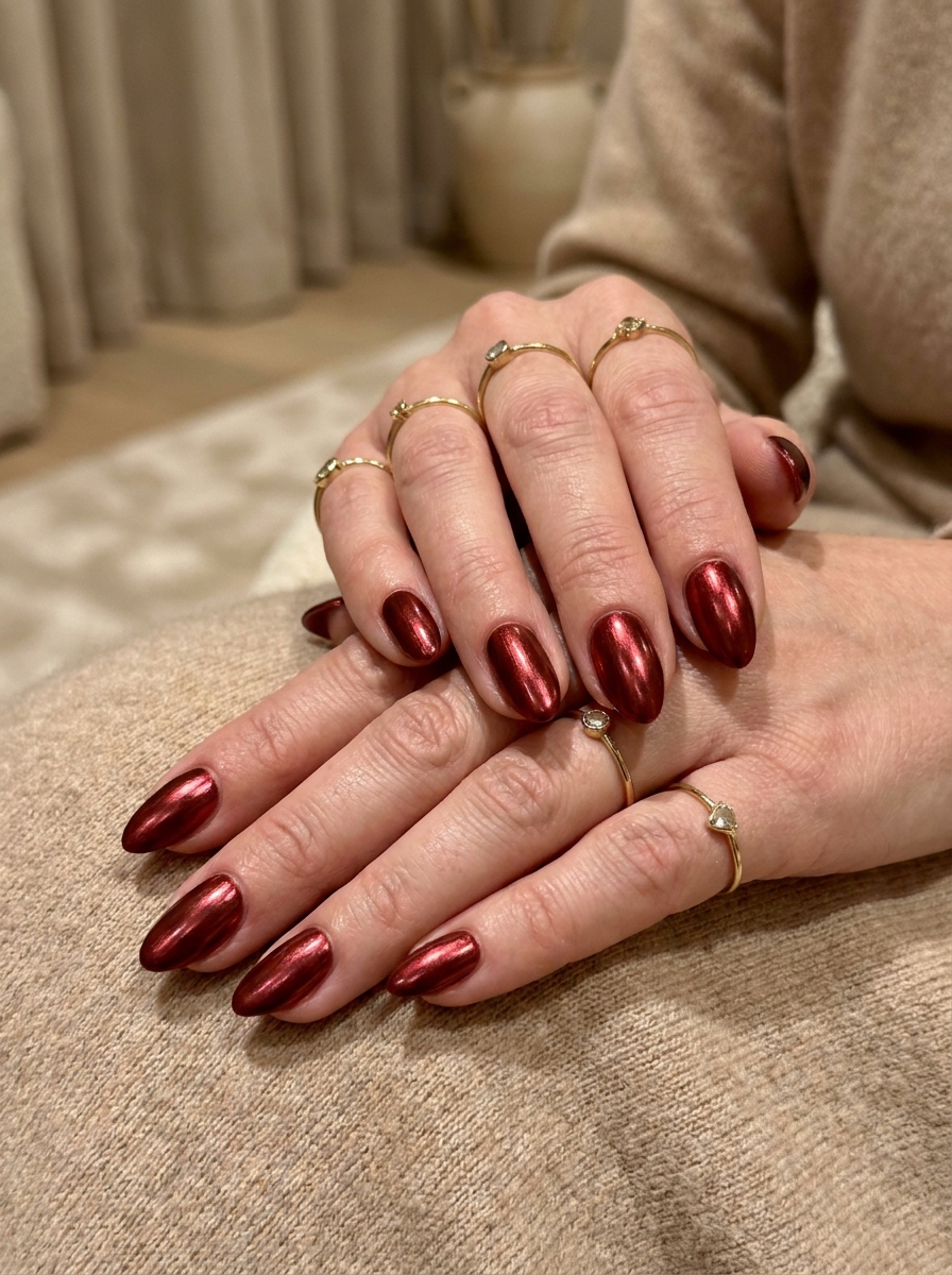 Rote Chrome Nails